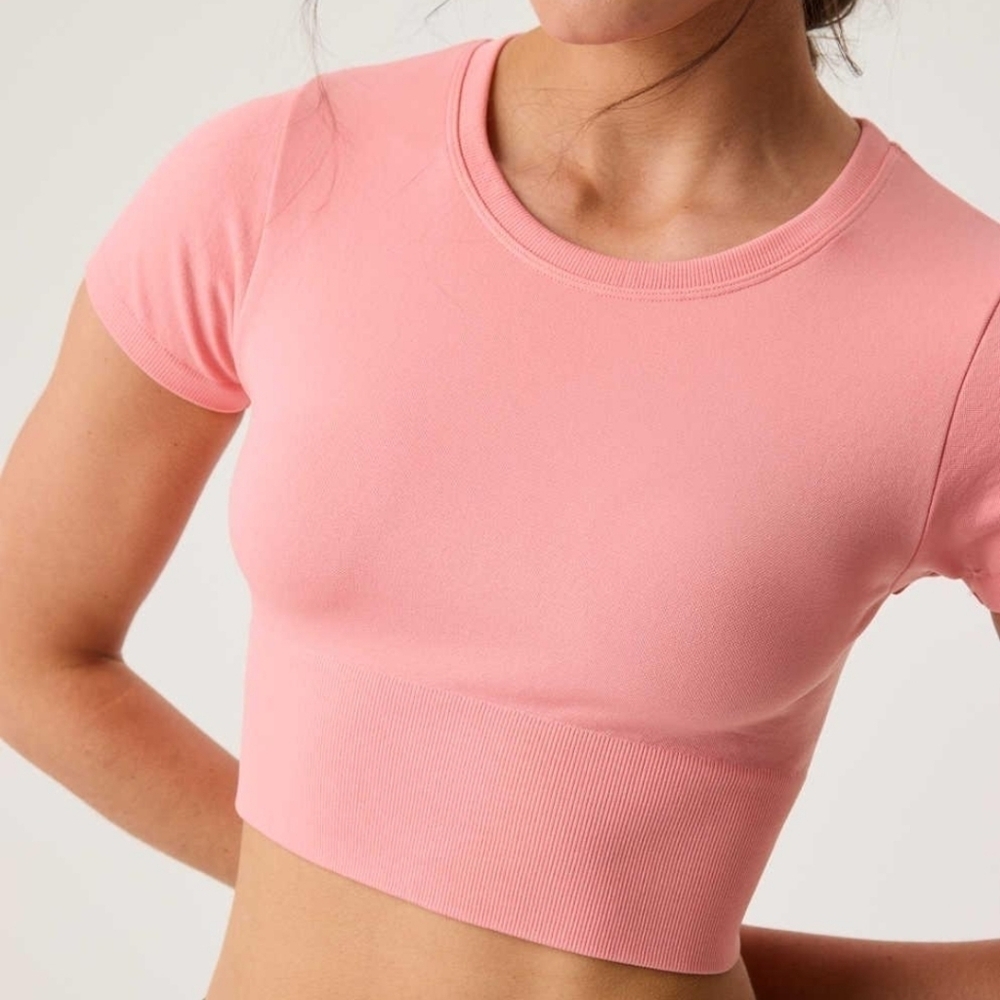 Offline by Aerie Strawberry Mist Sidewalk Seamless Cropped T-shirt Size XXL